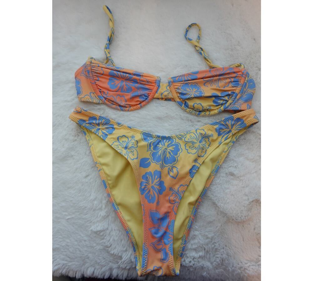 PacSun LA Hearts Tropical Floral Cheeky Bikini Set size XS/Small